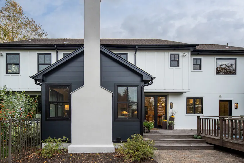 Contemporary home combining light and dark James Hardie siding textures