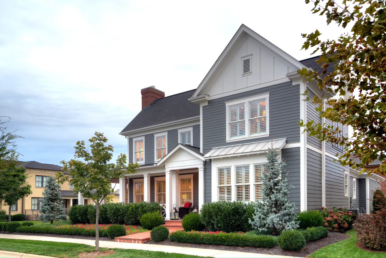 Traditional two-story home with Boothbay Blue horizontal lap siding